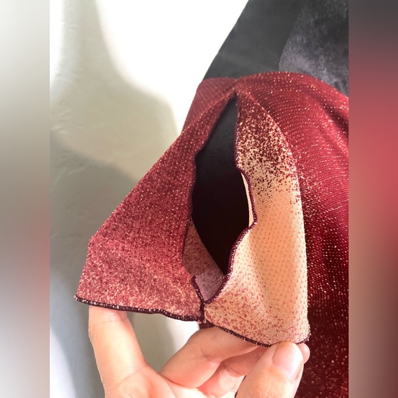 Vintage Toomi Y2K Drape Cowel Neck Top w/ Keyhole Flutter Sleeves Gradient 2000s - Picture 6 of 12